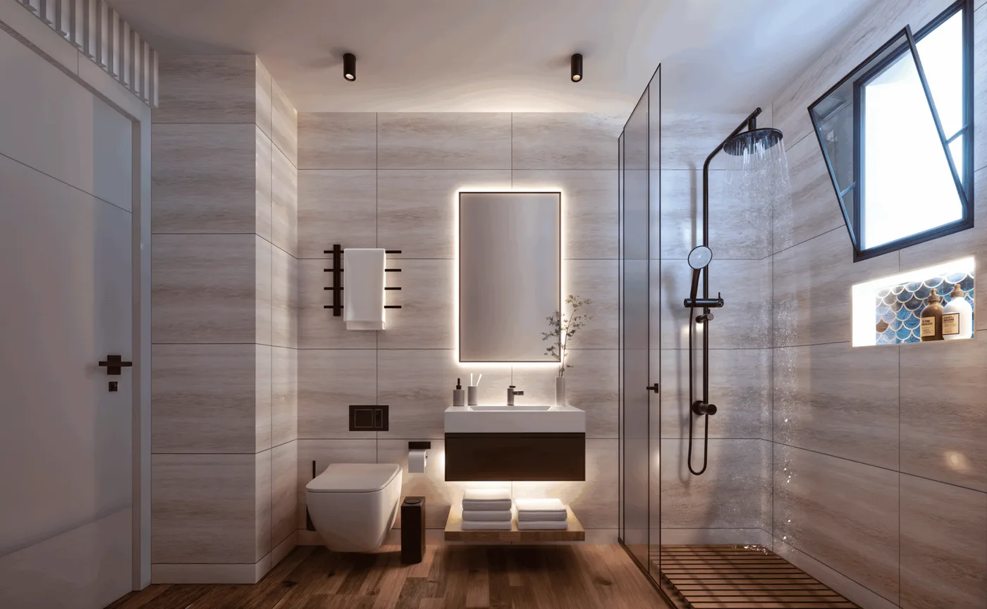 Łazienka w apartamencie z ogrodem GreenVille Lapta