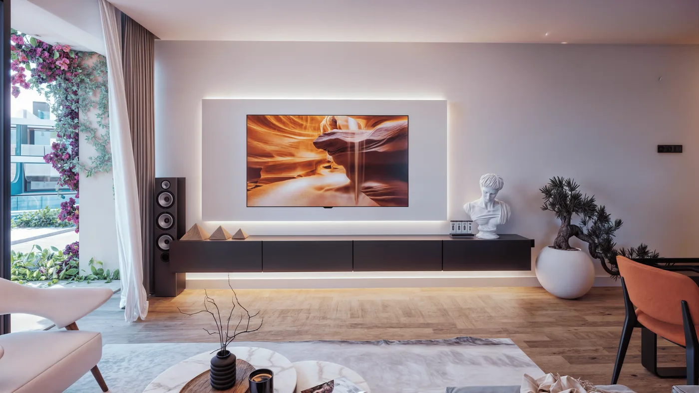 Część dzienna apartamentu z ogrodem GreenVille Lapta